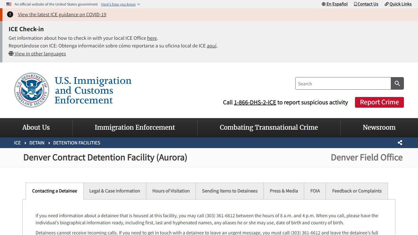 Aurora Contract Detention Facility | ICE