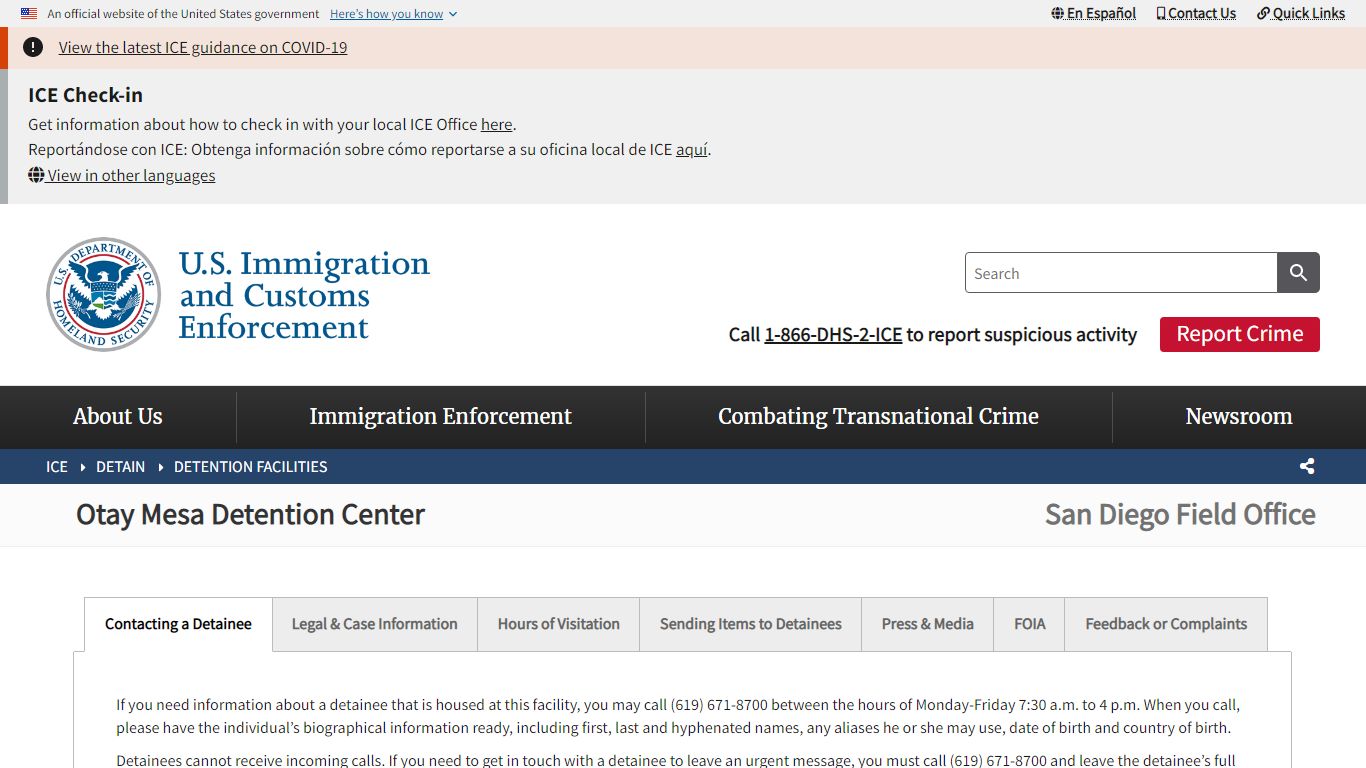 Otay Mesa Detention Center (San Diego CDF) | ICE