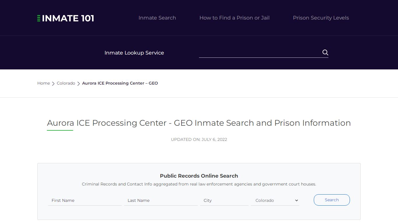 Aurora ICE Processing Center - GEO Inmate Search ...